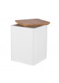 Puszka kwadratowa z pokrywą bambusową loft biała 11x11x14 cm - EAN: 5904252316405