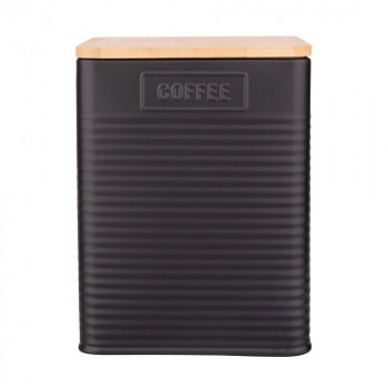 Puszka / pojemnik na kawę z pokrywą bambusową czarna Coffee