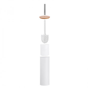 Szczotka do WC / toaletowa biała w metalowej osłonie
