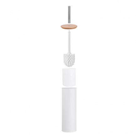 Szczotka do WC / toaletowa biała w metalowej osłonie