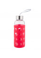 Butelka szklana w silikonowej osłonie 425ml czerwona n/n bz, EAN: 5904252341674