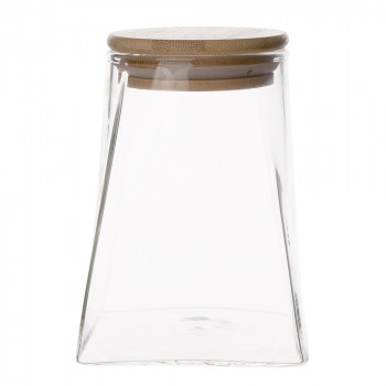 Słoik pojemnik szklany na produkty sypkie z bambusową pokrywką 530 ml